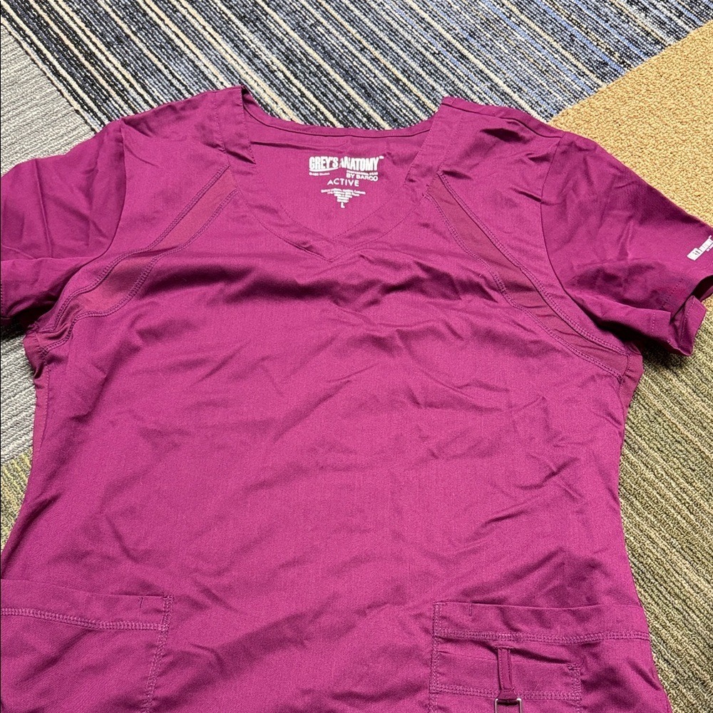 Grey's Anatomy V-Neck Scrub Top - Magenta